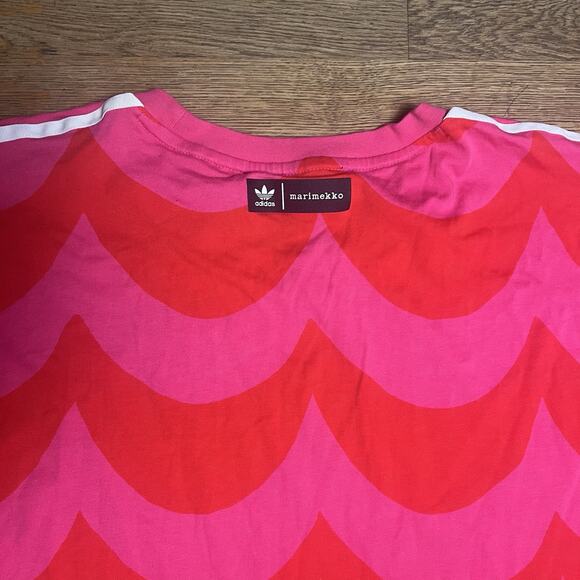 Adidas X Marimekko Shirt Wave Designer Oversized Tee Sports Pink Red 3X - Picture 14 of 15